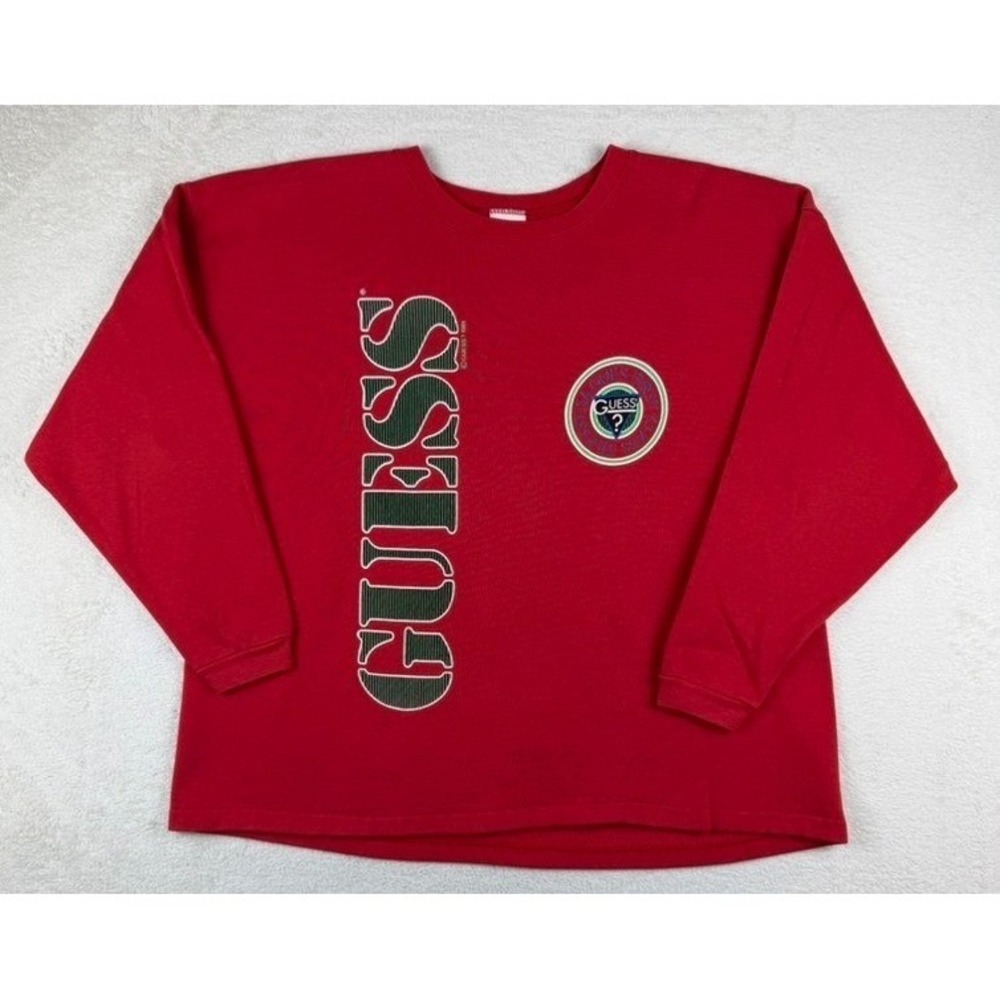 Vintage 1989 Guess Georges Marciano Sweatshirt Red Graphic Pullover USA Made